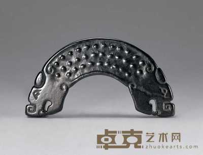 宋 墨玉龙首璜 长8.6cm